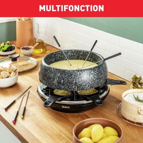 TEFAL Raclettemaskin, 6 personer, Kompakt, Enkel förvaring, Receptbok medföljer, Made in France RE12C801