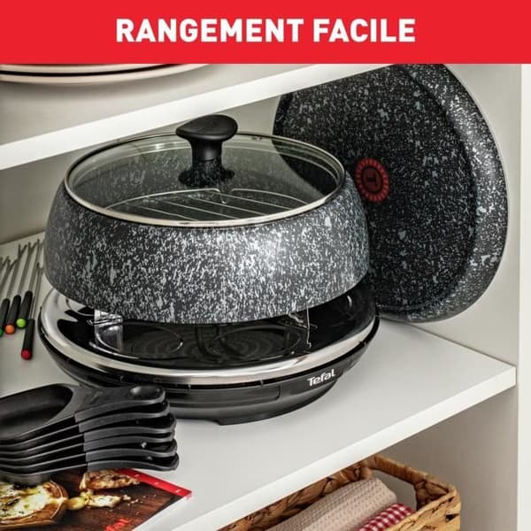 TEFAL Raclettemaskin, 6 personer, Kompakt, Enkel förvaring, Receptbok medföljer, Made in France RE12C801