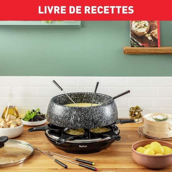 TEFAL Raclettemaskin, 6 personer, Kompakt, Enkel förvaring, Receptbok medföljer, Made in France RE12C801
