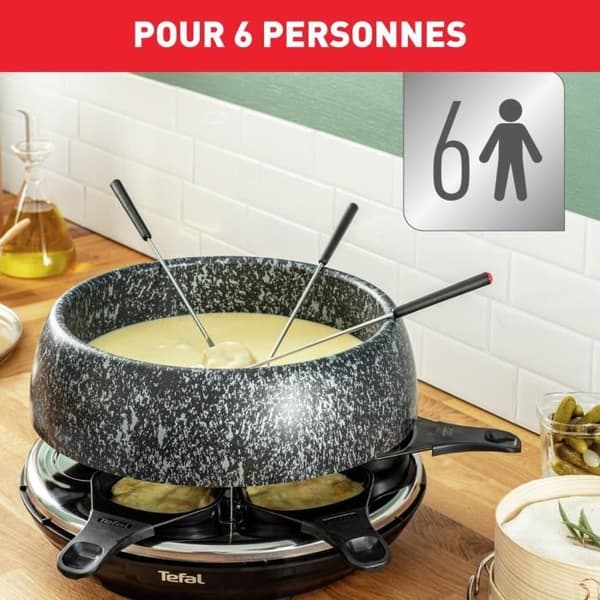 TEFAL Raclettemaskin, 6 personer, Kompakt, Enkel förvaring, Receptbok medföljer, Made in France RE12C801