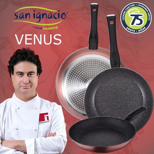 San Ignacio - PK4761 - Set med 3 stekpannor 20/24 och 28 cm + köksredskap i 8 delar i rostfritt stål