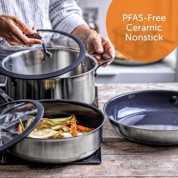 Köksset BK Ceramic Black 7 delar i Rostfritt Stål med Keramiskt Non-stick Beläggning utan PFAS