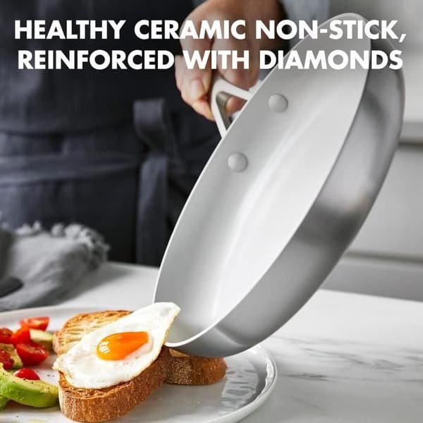 GreenPan Venice Pro Tri-Ply Rostfritt Stål Hälsosam Keramisk Non-Stick 10 Delars Kökserie Stekpannor och Kastruller
