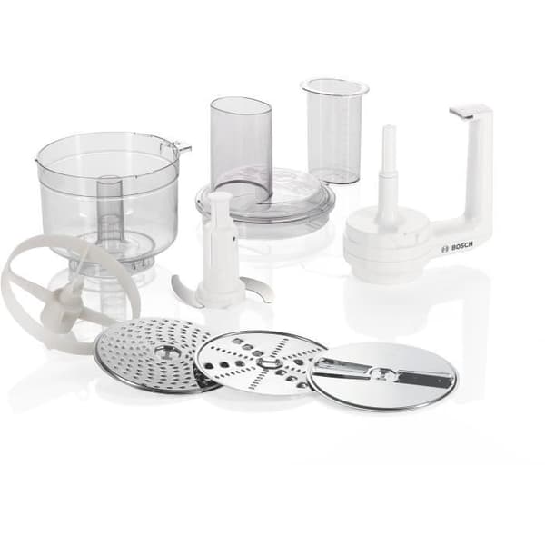 Multimixer - BOSCH - För Köksmaskin MUM5 - Universalkniv, rivjärn och tvåeggad skiva - Transparent vit