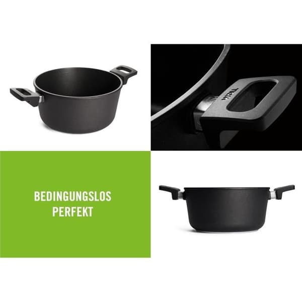 Woll nowo Titanium Marmite i Gjutjärn med Glaslock 24cm Svart