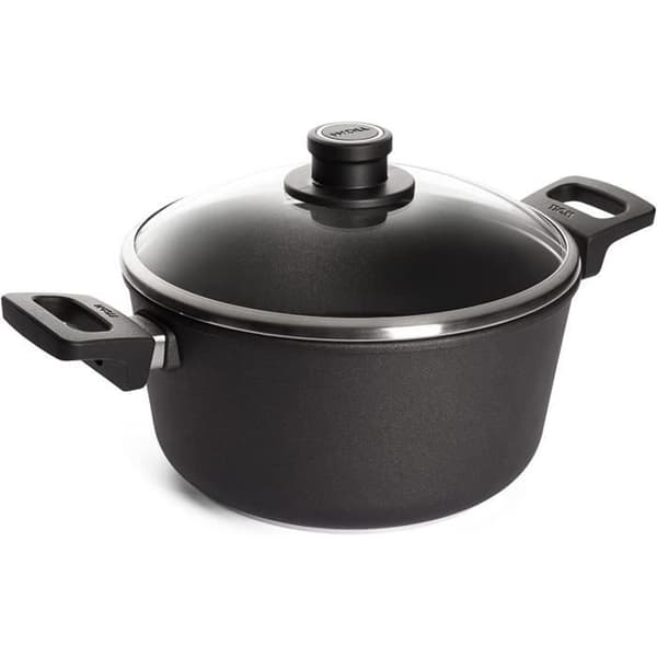 Woll nowo Titanium Marmite i Gjutjärn med Glaslock 24cm Svart