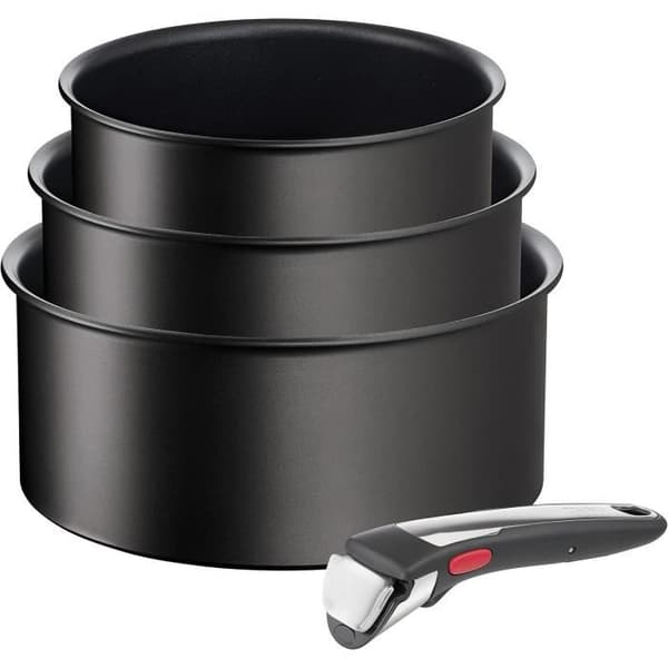 Tefal Ingenio Set med 4 delar, Kastruller 161820 cm 1 avtagbart handtag, Induktion, Non-stick beläggning, Stapelbar, Unlimited On