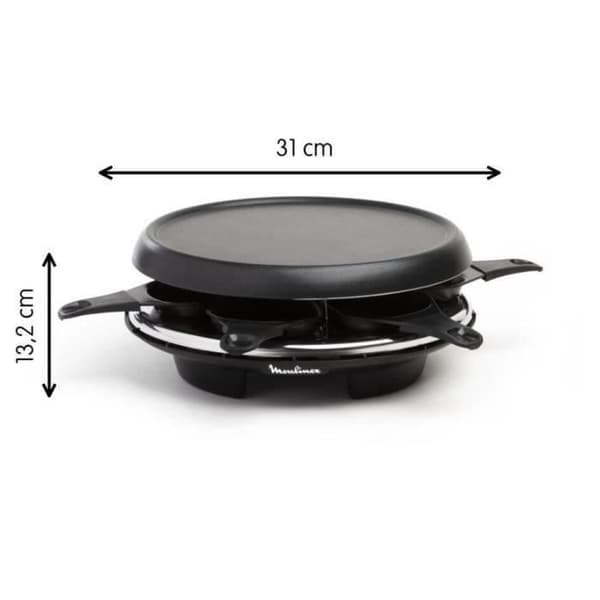 MOULINEX Multifunktionsraclettemaskin, Plancha, Crepe maker, 6 personer, Non-stick, Made in France, Accessimo RE151812