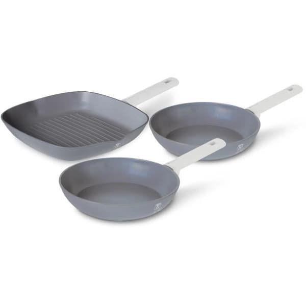 Berlinger Haus BH/7076 Aspen Collection Set med 3 stekpannor i grått med grillpanna