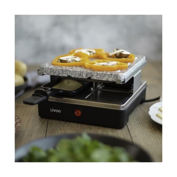 Raclettemaskin - LIVOO - 4 personer - Grillsten - Avtagbar granitbricka