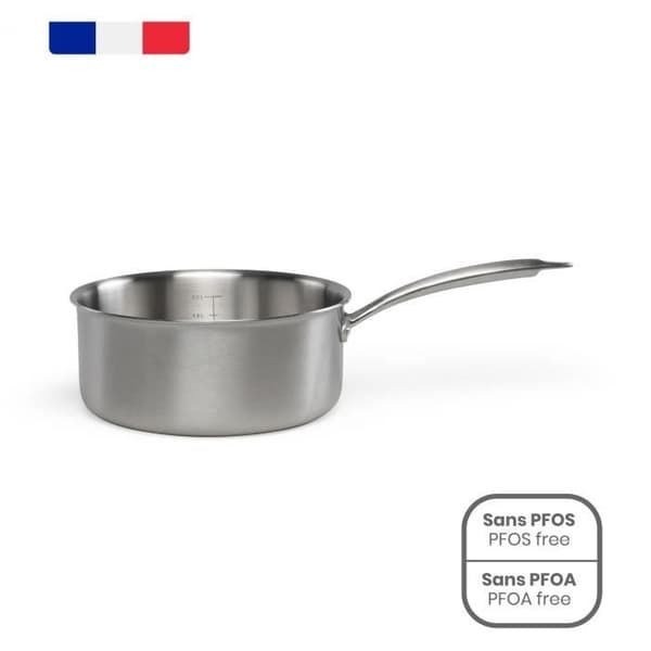 Brigade - 20 cm rustfri stålgryde - LIVOO - MEP161 - Tredobbelt rustfrit stål - Velegnet til alle kogeplader, inklusive induktion - Lavet i Frankrig