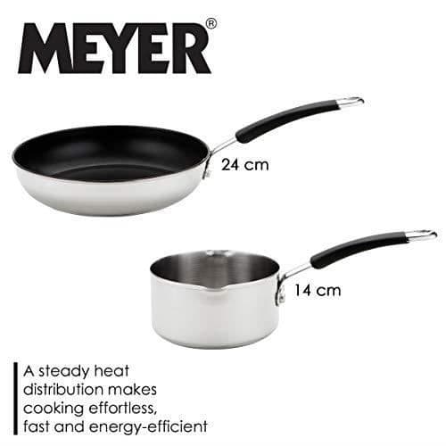 Köksredskap - MEYER - 5 delar - Rostfritt stål - Induktionskompatibel - Silikonhandtag