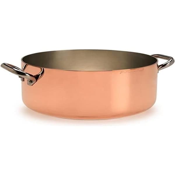 Pentole Agnelli ALCU104PI28 Kastrull i hög koppar med 2 handtag i rostfritt stål, förtennad koppar för induktion, 28 cm