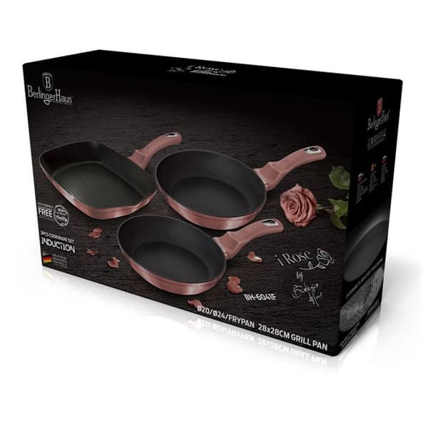 ZESTAV 3 GRANITSTEKPANNOR 20/24/28CM BERLINGER HAUS BH-6041 I-ROSE
