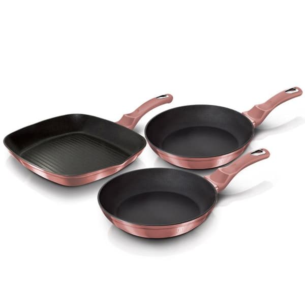 ZESTAV 3 GRANITSTEKPANNOR 20/24/28CM BERLINGER HAUS BH-6041 I-ROSE