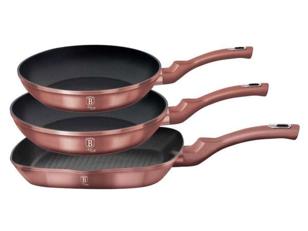 ZESTAV 3 GRANITSTEKPANNOR 20/24/28CM BERLINGER HAUS BH-6041 I-ROSE