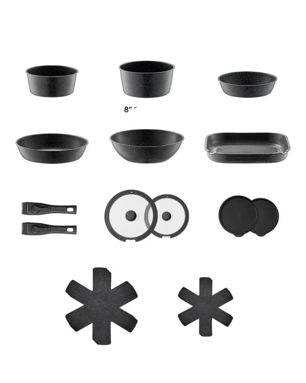 Nonstick Kokkärlset, 17 Delar, Mångsidiga Matlagningsfunktioner, Ugnssäker,1 set