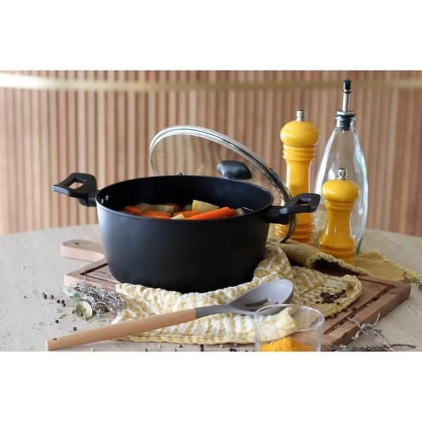 Häll - MENASTYL - 6020647 - Smidd aluminium - 24 cm - Svart - Lämplig för alla värmekällor inklusive induktion