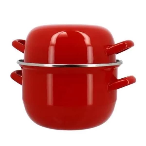 Simpukkakattila - MENASTYL - 3645562 - Emaloitua terästä - Musta - 18 cm - 2,7 litraa - Sopii kaikille liesitasoille, myös induktiolle