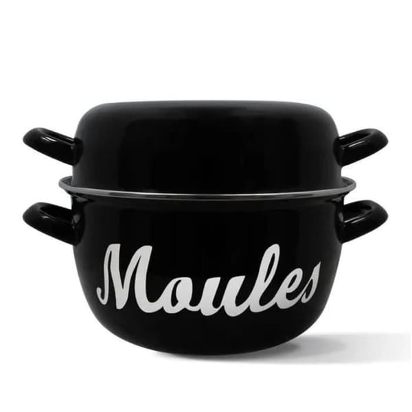 Simpukkakattila - MENASTYL - 3645564 - Emaloitua terästä - Musta - 24 cm - Kirjoituksella - Kaikki liesitasot, myös induktio