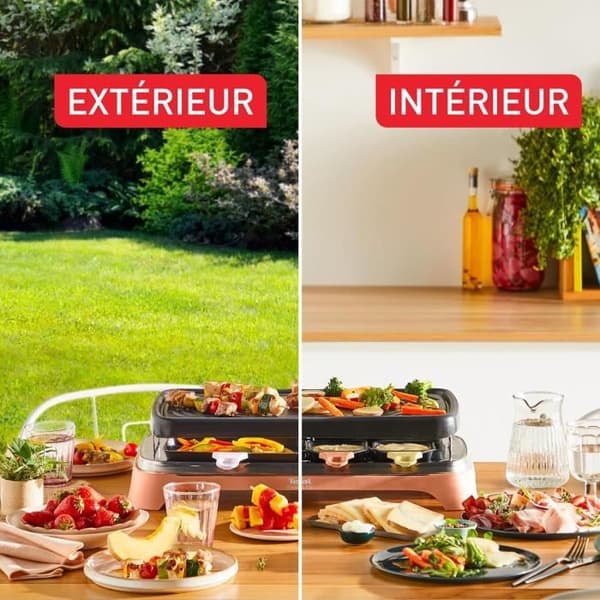 Raclette/Grill - TEFAL - Food & Co RE650J10 - 8 personer - 1450W - Inomhus/Ute