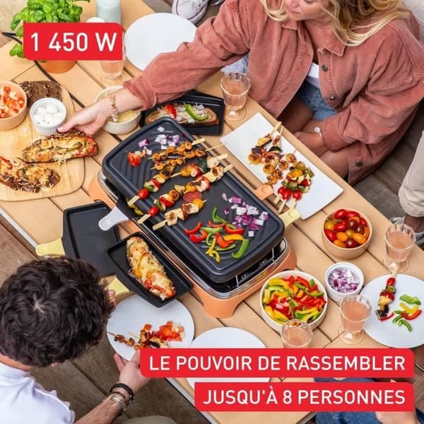 Raclette/Grill - TEFAL - Food & Co RE650J10 - 8 personer - 1450W - Inomhus/Ute