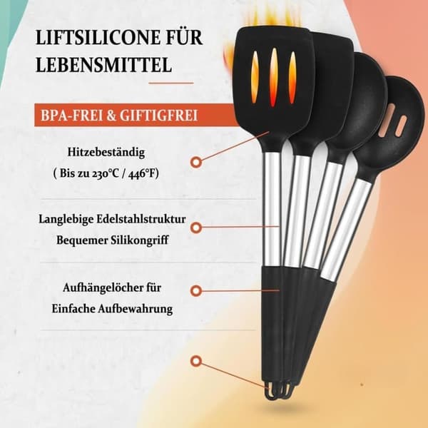 Lollanda Keittiövälinesarja - Keittiövälineet - 25 kpl – Silikoniset ruoanlaittovälineet, täydellinen keittiösarja