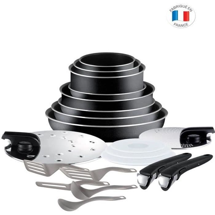 TEFAL INGENIO ESSENTIAL 20-osainen keittiöastiasarja L2009702 16-18-20-24-26-28 cm - Kaikki lämmittimet paitsi induktio - musta