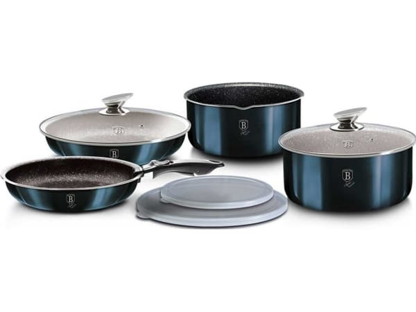 Berlinger Haus BH/6146, Blandat set, Aqua, Gjuten aluminium, Marmor, Ergonomisk, Soft touch, Keramiska, gas, halogen, Induktion