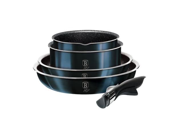 Berlinger Haus BH/6146, Blandat set, Aqua, Gjuten aluminium, Marmor, Ergonomisk, Soft touch, Keramiska, gas, halogen, Induktion