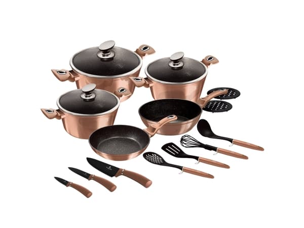 Berlinger Haus Berlingerhaus kokekarsett Metallic Line Rose Gold Edition, 17 deler I BH/6161