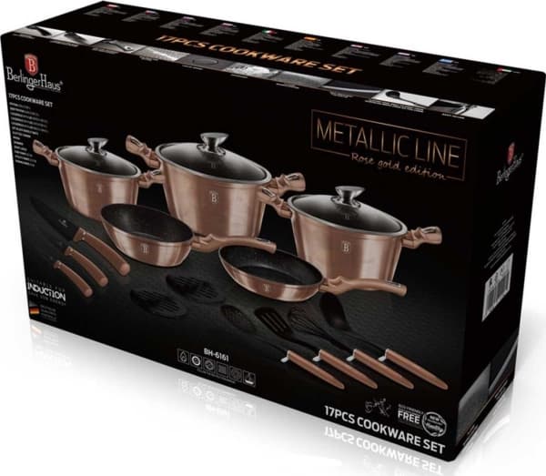Berlinger Haus Berlingerhaus kokekarsett Metallic Line Rose Gold Edition, 17 deler I BH/6161