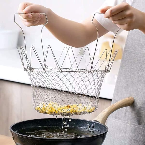Sammenleggbar Frityrkurv i Rustfritt Stål - 23 cm