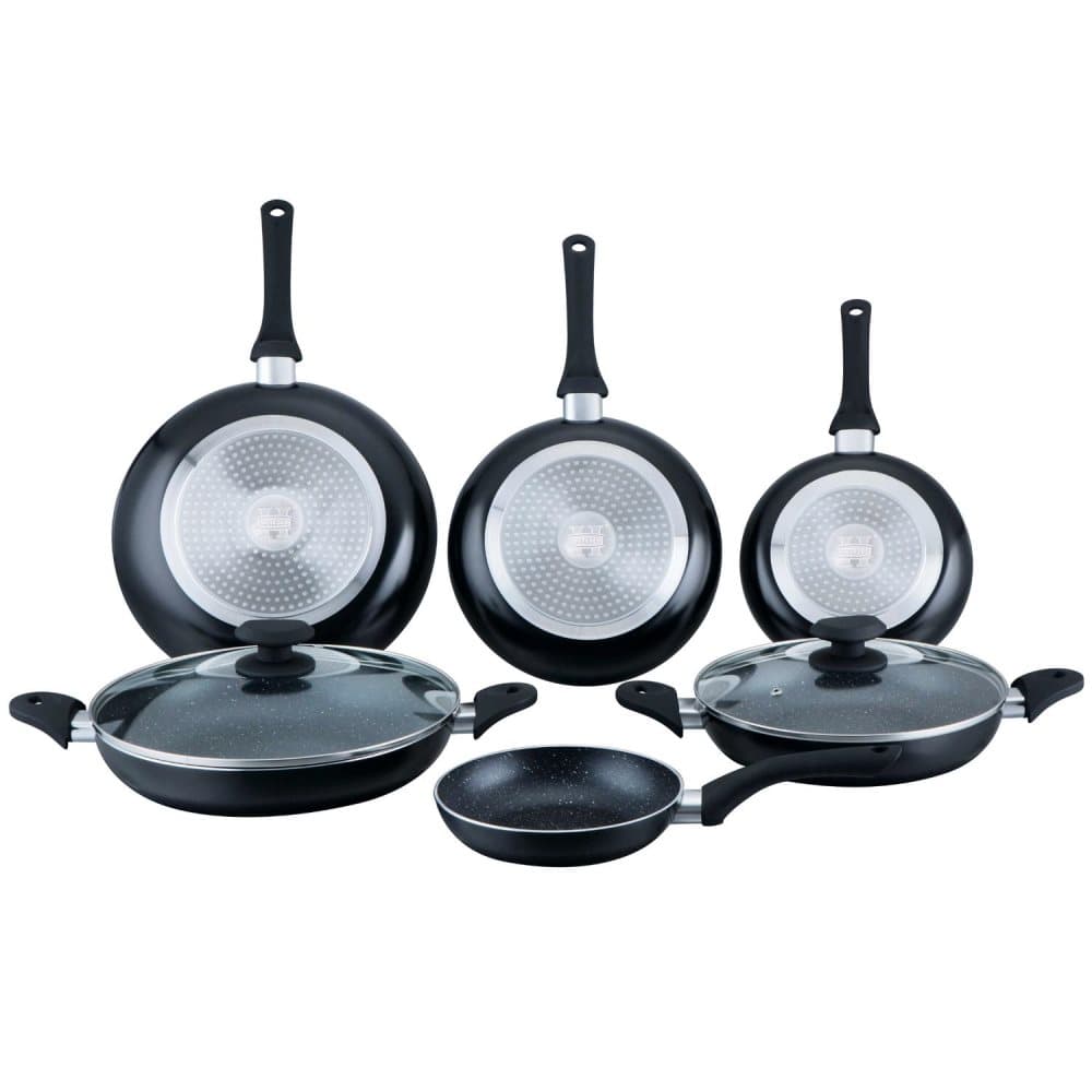 Herzberg HG-6010: 8 delar Marmorbelagd köksredskap Svart