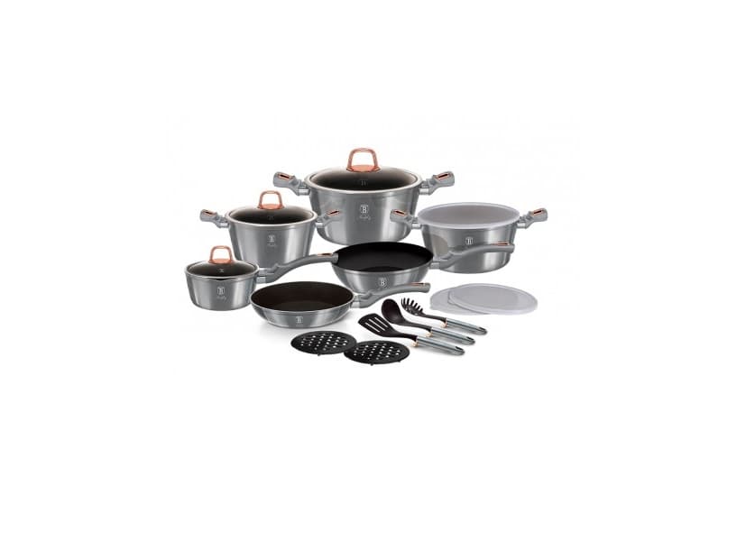 Berlinger Haus BH/7037, Blandat set, Grå, Gjuten aluminium, Titan, Grå, Ergonomisk, Soft touch