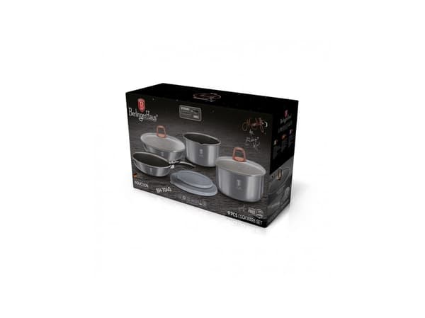 Berlinger Haus BH/7040, Blandat set, Grå, Gjuten aluminium, Titan, Ergonomisk, Soft touch, gas, halogen, Induktion