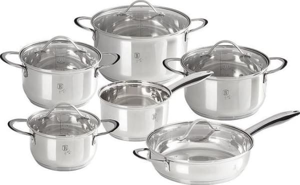 Berlinger Haus 12 PIECE STEEL POTS SET SILVER JEWELERY COLLECTION BH/6661