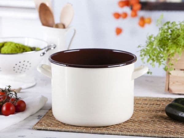 Emalia Silesia Rybnik Emaljert gryte Silesia Rybnik for gass og induksjon Creme 5,8 l