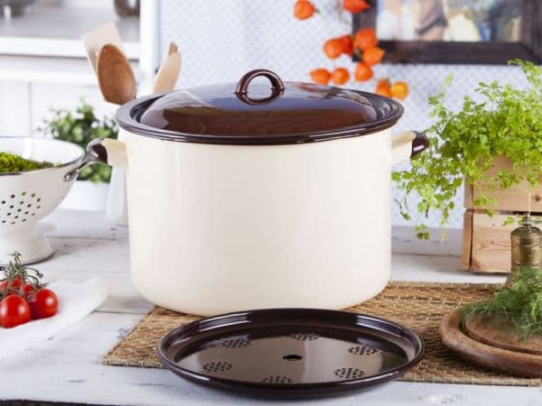 Emalia Silesia Rybnik Powidlak gryte for pasteurisering / matlaging / konservering av krukker og konserver Silesia Rybnik 13,6 l