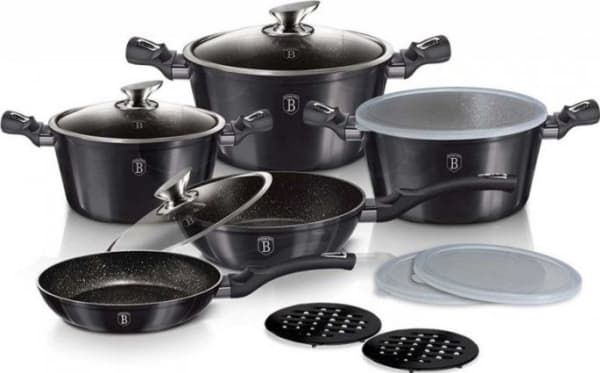 Berlinger Haus BH/6886, Mixed set, Grå, Aluminium, Marmor, Sort, Ergonomisk, Mykt grep