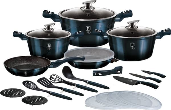 Berlinger Haus 22-piece set pots, pans, kitchen accessories, Rose Gold knives Berlinger Haus BH-7183