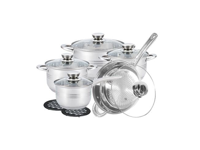 Köksredskap i rostfritt stål; 12 st