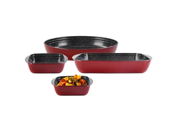 Stoneline Casserole dish set of 4pcs 21789 1+1+3+3.6 L, 20x17/35x24/39x24 cm, Borosilicate glass, Red, Dishwasher proof