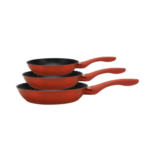 Sæt med stegepander - 3 stk - non stick - rød