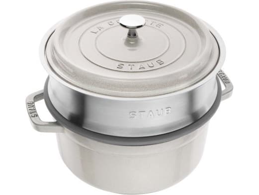 STAUB La Cocotte gjutjärnsgryta med insats 40508-822-0 - 3.8 ltr. vit tryffel