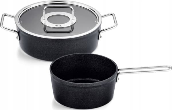 Fissler Adamant, Blandet sett, Antrasitt, Rustfritt stål, Aluminium, Rustfritt stål, Glass, Keramisk, Elektrisk, Gass, Halogen, Induksjon