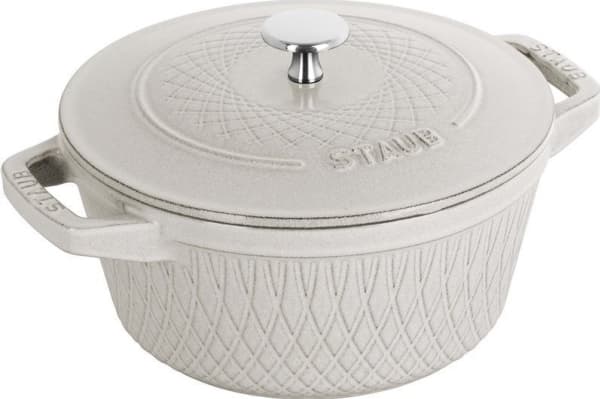 Støpejern puodas apvalus Staub - 2,3 ltr, Balta trøffel
