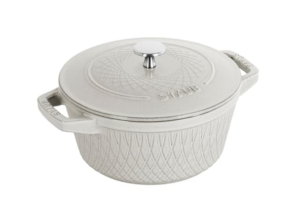 Støpejern puodas apvalus Staub - 2,3 ltr, Balta trøffel