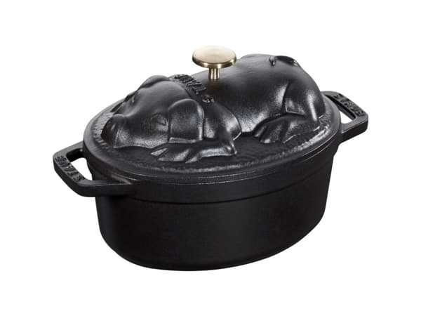 Staub oval cast iron pot suckling pig - 1 ltr, Black