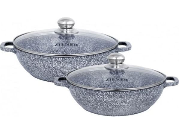 Zilner 2 WOK GRYTER MED MARMORBELEGG 28 / 32CM ZILNER GRÅ ZL-8609